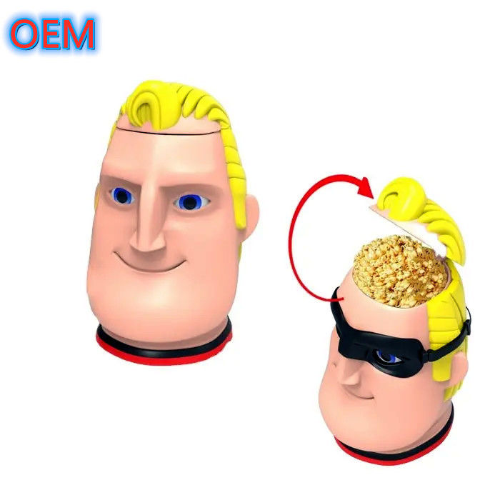 Cartoon Popcorn Bucket Personalização, Design OEM de alta qualidade de plástico Popcorn Bucket