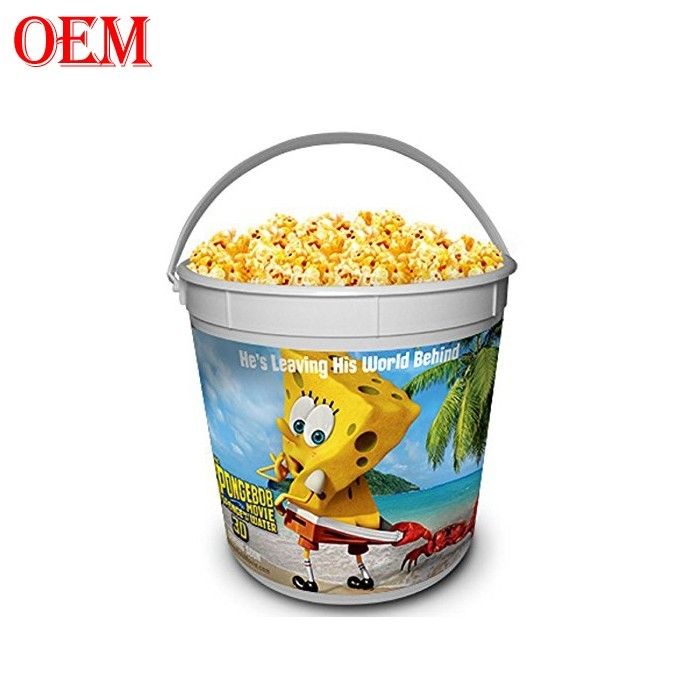 Custom Make Impresso Estrela de Cinema Plastic Popcorn Container Balde com tampa