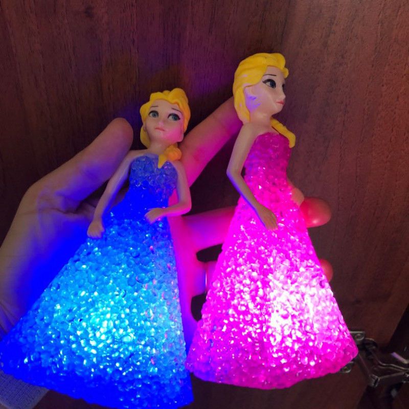 Mini Custom Elsa Anna Sofia LED Luzes coloridas Gradiente Cristal Lâmpada Noturna Princesa