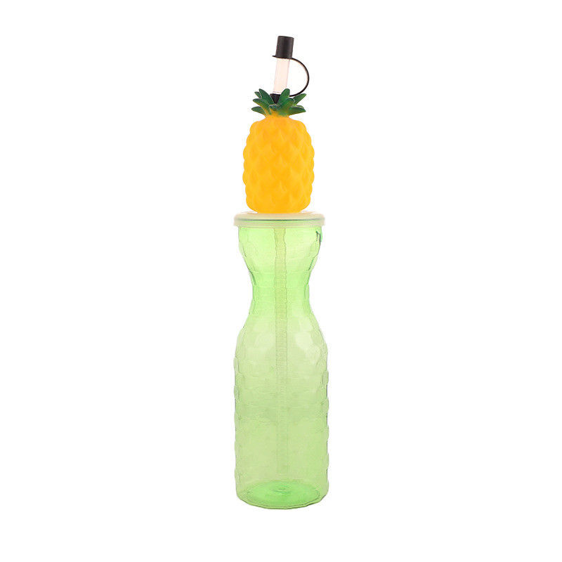Copo de plástico personalizado em forma de fruta com chá de leite de palha