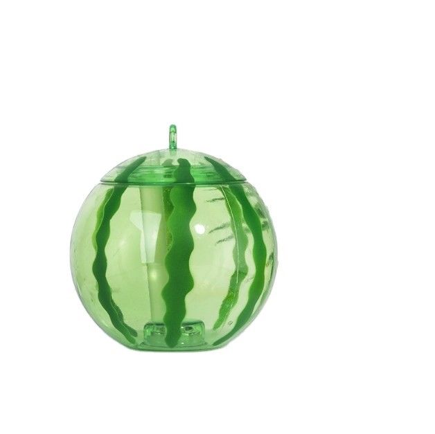 Copo em forma de fruta de plástico personalizado com palha Cute Milk Tea Cup Garrafa de suco portátil