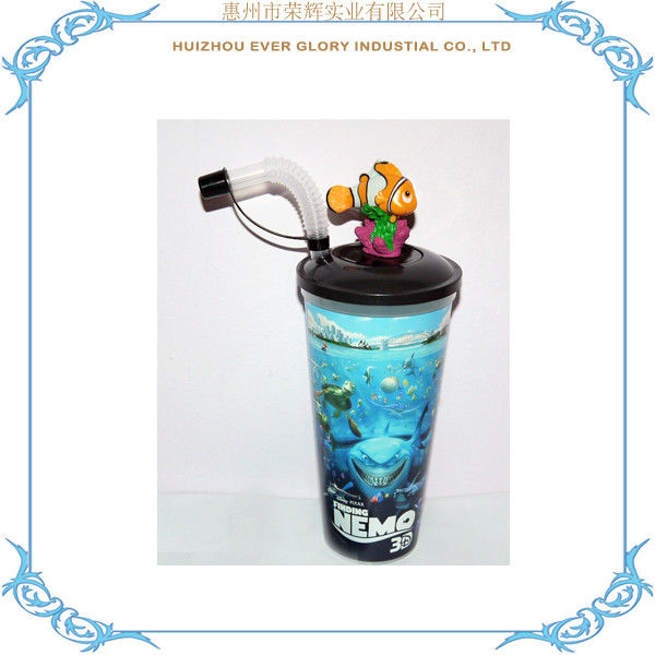 OEM 3D Coleccionável Designer Brinquedo Personalizado Seu Próprio Copo de Plástico 3D Cartoon Drink Cup