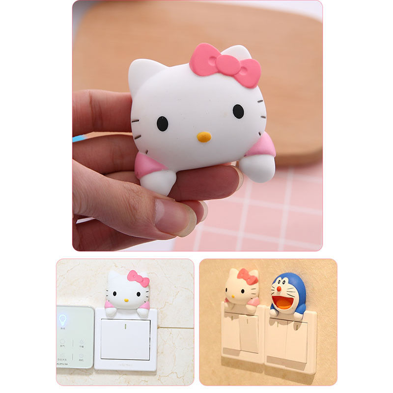 Kt Cat Cartoon Switch Cover Room Decor 3D On-Off Switch Adesivo Switch Outlet Wall Adesivo