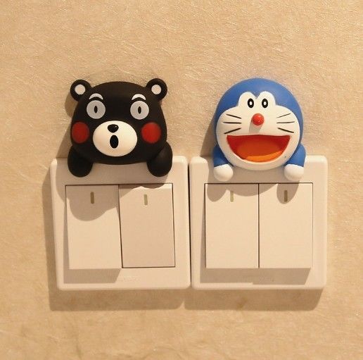 Kt Cat Cartoon Switch Cover Room Decor 3D On-Off Switch Adesivo Switch Outlet Wall Adesivo