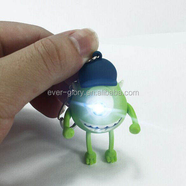 brinquedo de vinil personalizado fazer 3D LED Cartoon Keychain Acessórios Chave de plástico para sacos