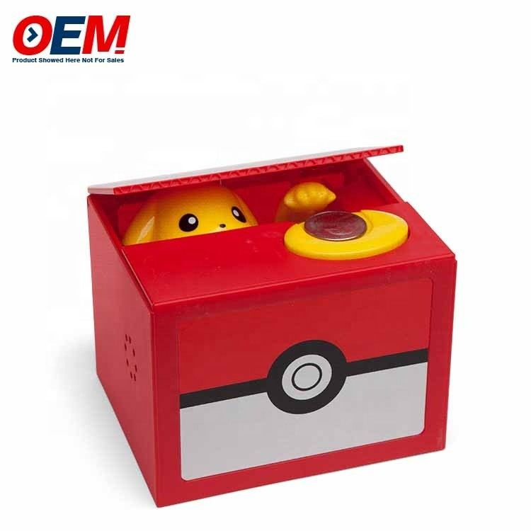 Fábrica OEM fazer Cartoons Banco de Moedas de Plástico PVC Pika Com Fechadura Chave Piggy Banco de Plástico