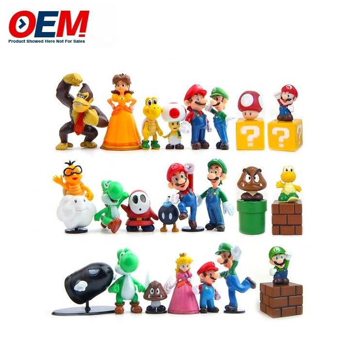 Fábrica de brinquedos de plástico customizados de PVC vinil customizados Kawaii Figure Mario Colectivo Toy Set