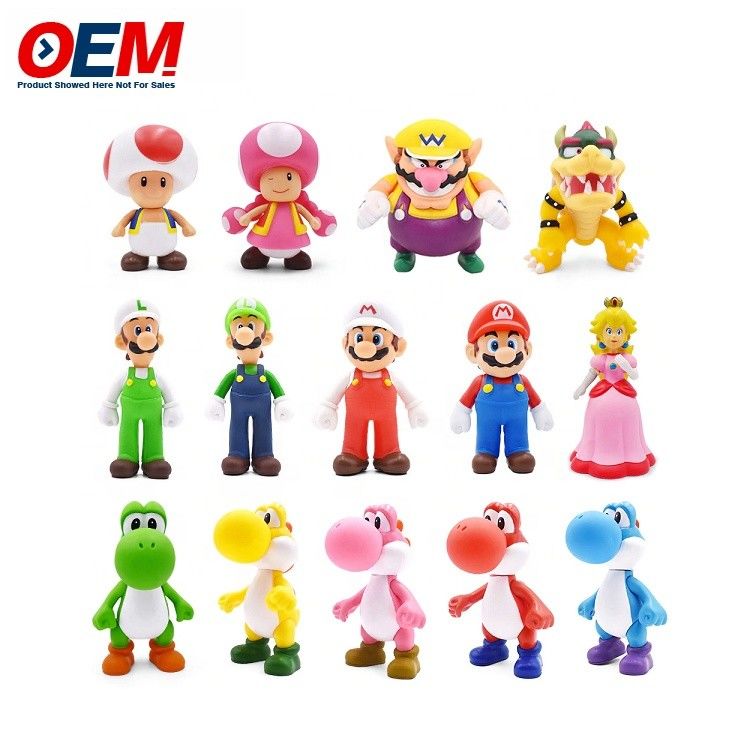 Fábrica de brinquedos de plástico customizados de PVC vinil customizados Kawaii Figure Mario Colectivo Toy Set