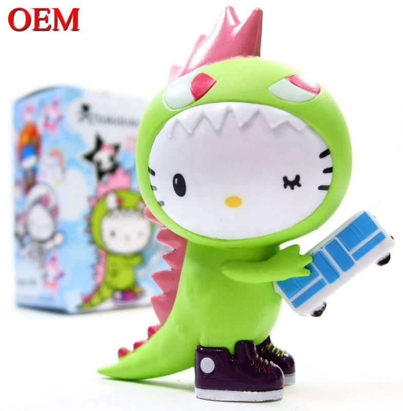 Custom OEM Feito PVC Mini plástico Cartoon Kitty gato brinquedo para criança fabricante
