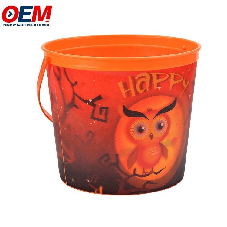 recipiente de pipoca de plástico personalizado de desenho animado de animais de Halloween recipiente de pipoca de plástico de armazenamento de alimentos balde de pipoca com tampa
