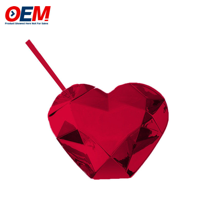 Copo de parede dupla de PP personalizado com palha OEM Sweet Heart Copo de água de plástico de 450ml