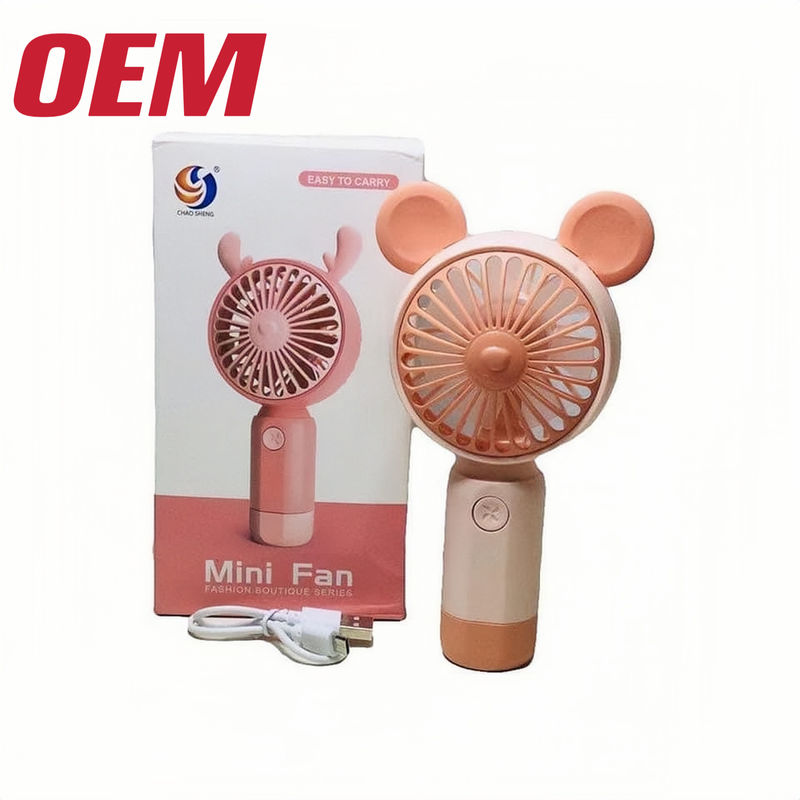 Mini ventilador de refrigeração portátil OEM Verão Ventilador portátil feito portátil Bateria de lítio foda plástico de verão desenho animado