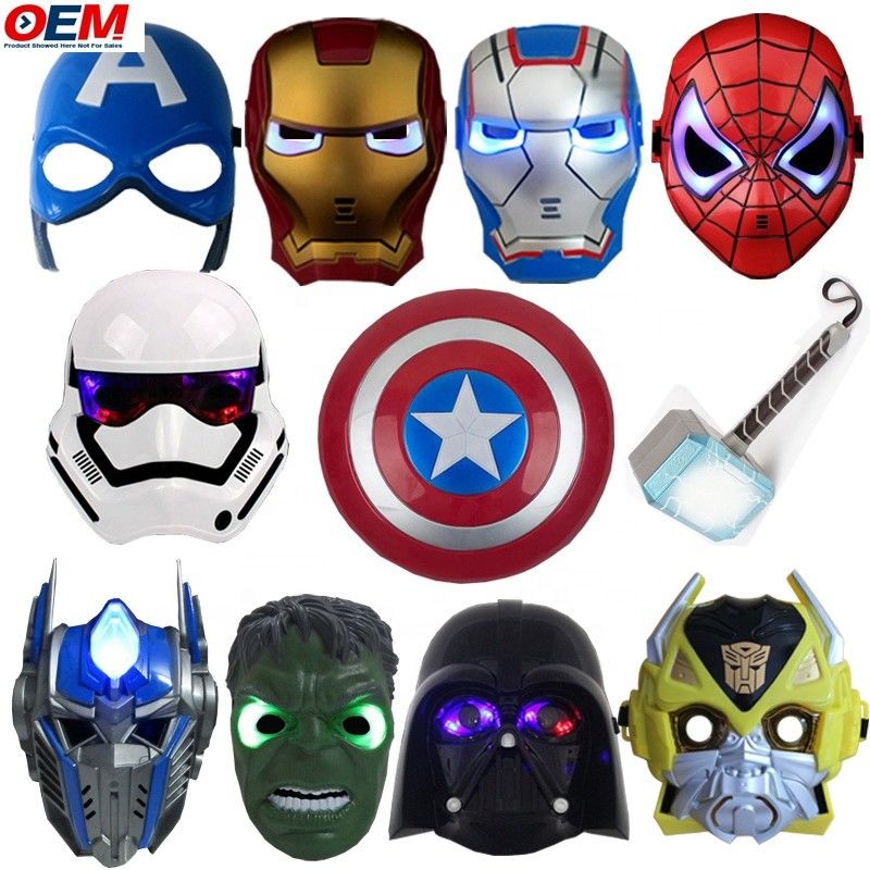 Máscaras personalizadas de Halloween Super-herói de PVC aranha Herói de Ferro Hulk Capitão América Máscaras Costumes de Cosplay Máscara facial