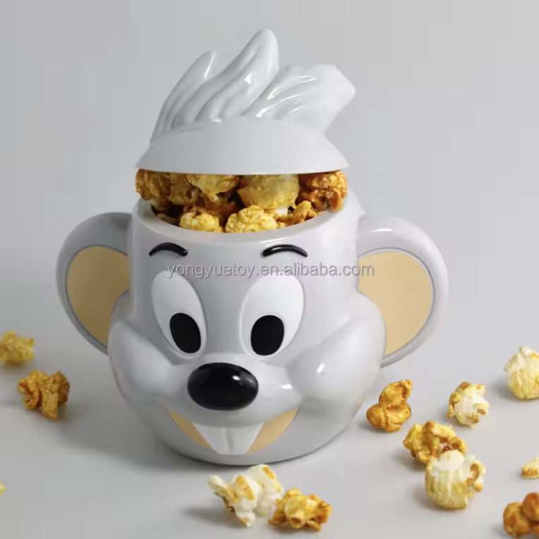 Desenho de personagem de desenho animado de balde de pipoca de plástico personalizado para filme