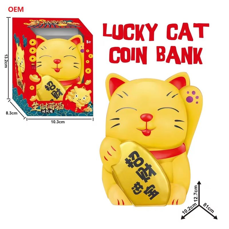 OEM aceito Lucky Cat moeda caixa de dinheiro bancário para crianças Nota de cor personalizada somente OEM