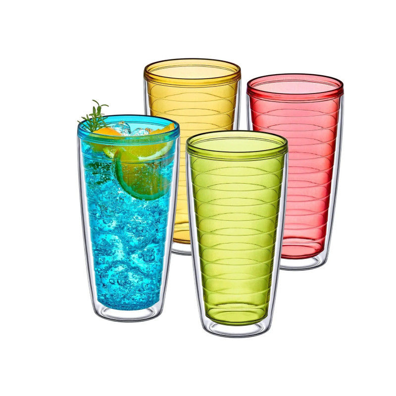 Tumbler acrílico com tampa e palha Dupla parede de cores misturadas copos de plástico reutilizáveis com seu próprio design