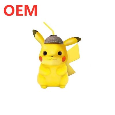Fabricação personalizada Plastic Shape 3D Cartoon Pikachu Figure Copo de palha