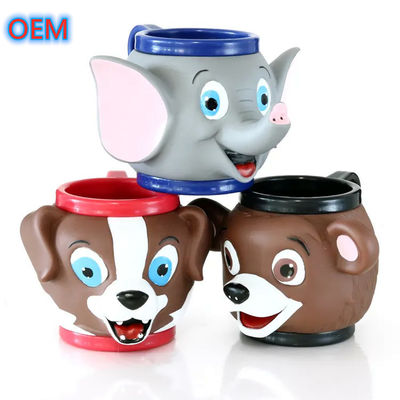 Custom 3d plástico desenho animado Animal Ice Cream Cup OEM Design 3d Anime Cup