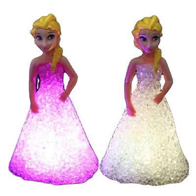 Mini Custom Elsa Anna Sofia LED Luzes coloridas Gradiente Cristal Lâmpada Noturna Princesa