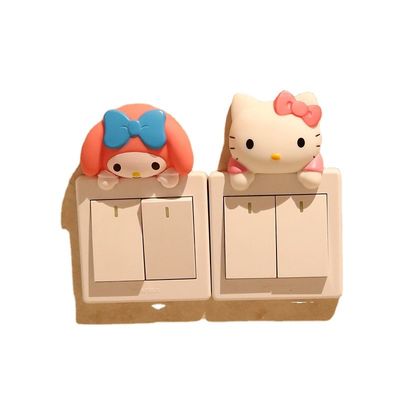 Kt Cat Cartoon Switch Cover Room Decor 3D On-Off Switch Adesivo Switch Outlet Wall Adesivo