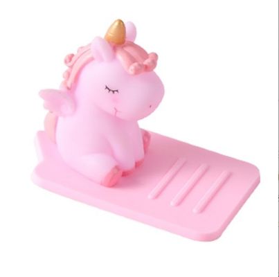 Cartão animado de silicone preguiçoso porta-telefone móvel unicórnio escritório de carro multifunção suportes ajustáveis antiderrapante