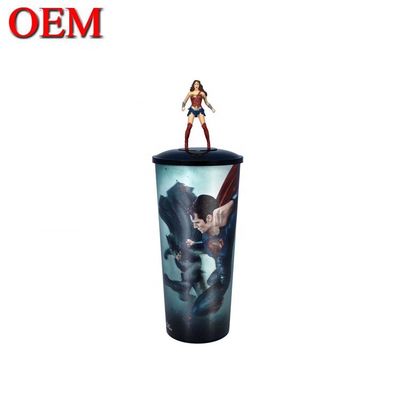 Taça personalizada de plástico fofinho personagem topper topper figura oem figura de desenho animado