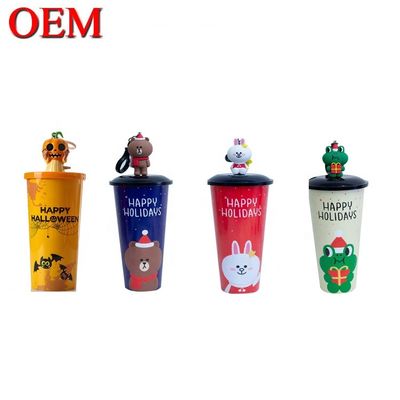 Customize o seu próprio PVC 3d Cartoon Figure Cup plástico 3d Topper Figure Toy
