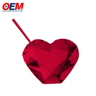 Copo de parede dupla de PP personalizado com palha OEM Sweet Heart Copo de água de plástico de 450ml