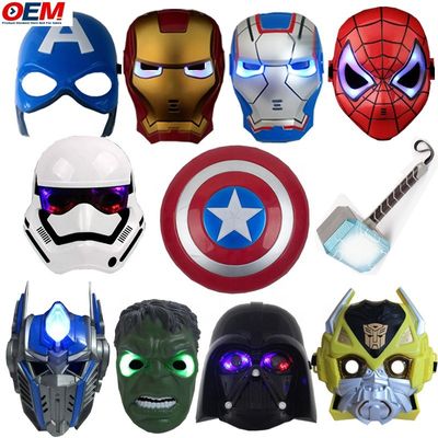 Máscaras personalizadas de Halloween Super-herói de PVC aranha Herói de Ferro Hulk Capitão América Máscaras Costumes de Cosplay Máscara facial