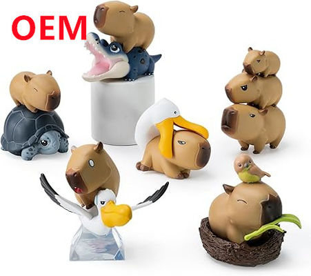 Brinquedos de animais engraçados personalizados feitos de 6 desenhos bonecas de PVC OEM material de PVC mini brinquedos